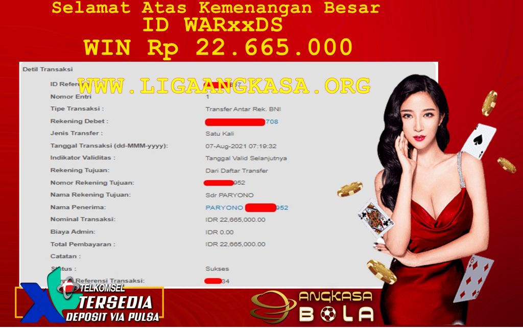 Bukti Menang Besar Bandar QQ PKV Games 7 Agustus 2021 Angkasabola