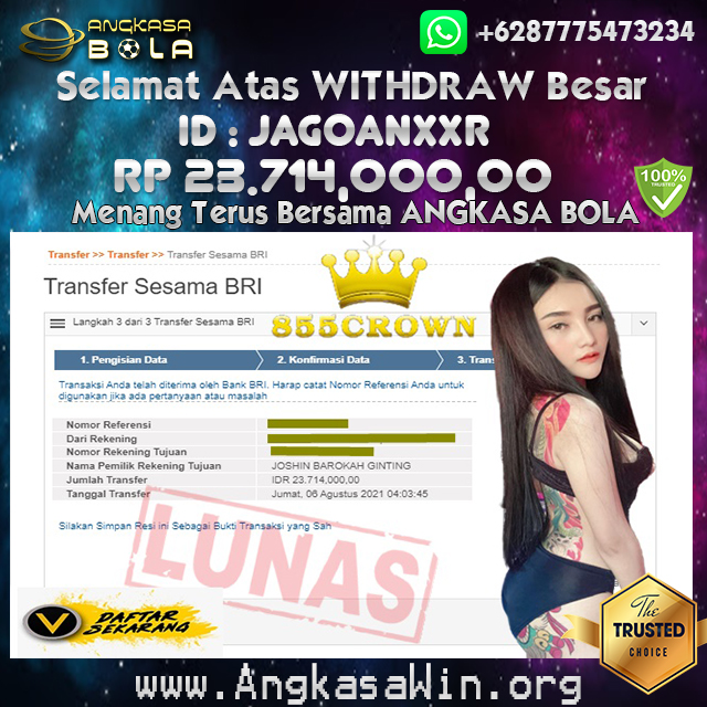 Bukti Menang Besar Casino 855 Crown 6 Agustus 2021 Angkasabola