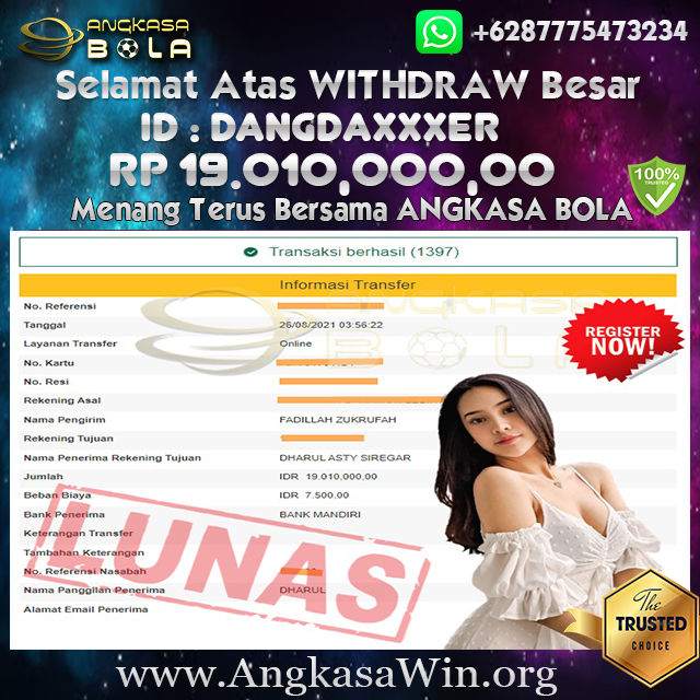 Bukti Menang Besar Casino GD 88 26 Agustus 2021 Angkasabola