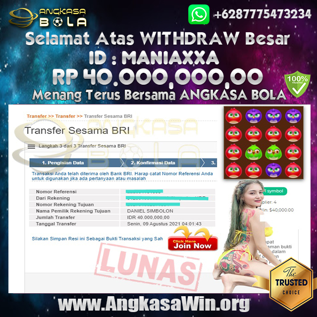 Bukti Menang Besar JDB Birds Party 9 Agustus 2021 Angkasabola