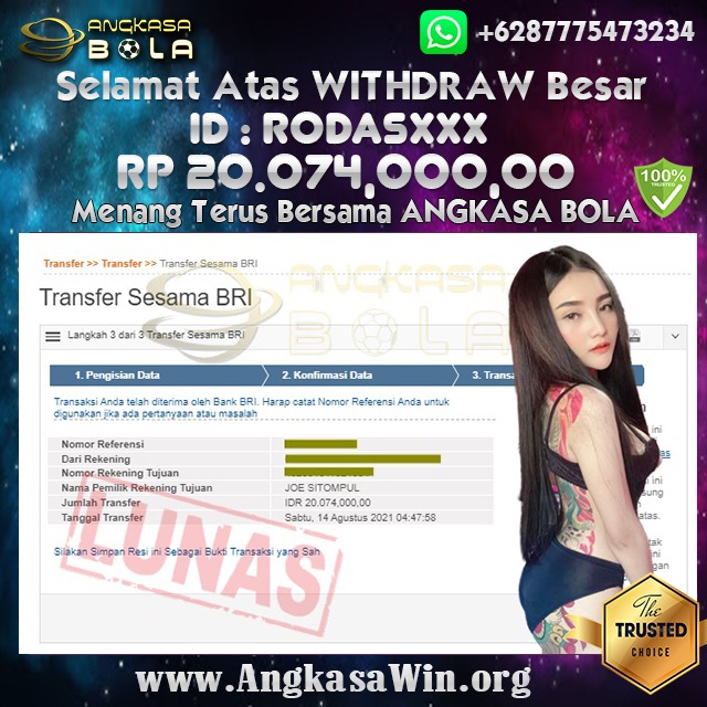 Bukti Menang Besar Casino GD 88 14 Agustus 2021 Angkasabola