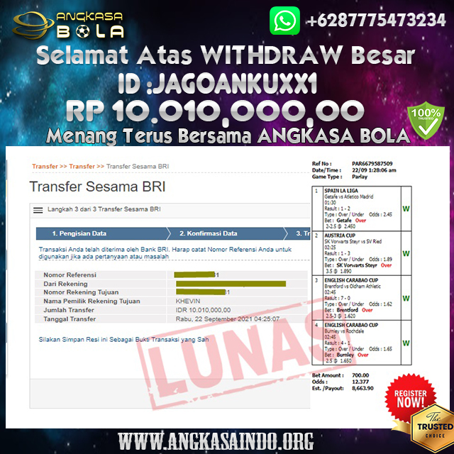 Bukti Menang BesarMix Parlay Games 22 September 2021 Angkasabola