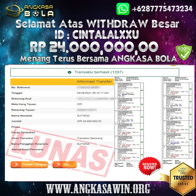 Bukti Menang Besar Mix Parlay JDB 4 September 2021 Angkasabola