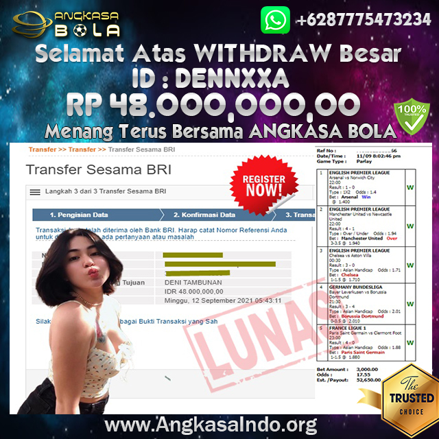 Bukti Menang Besar Main Mix Parlay 12 September 2021 Angkasabola