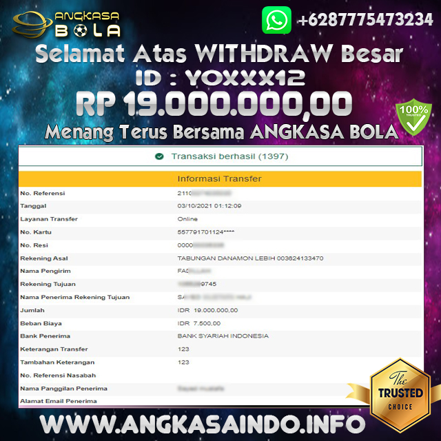 Bukti Menang Besar Bola Jalan 03 Oktober 2021 Angkasabola