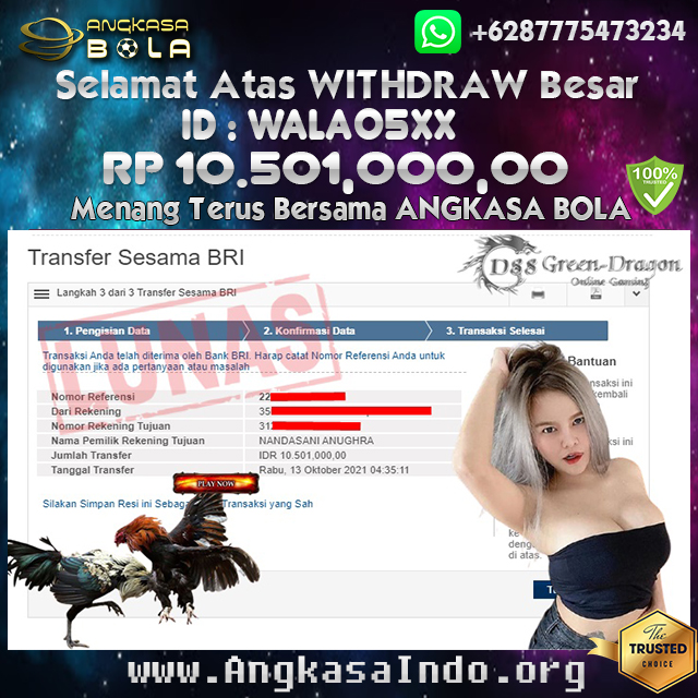 Bukti Menang Sabung Ayam GD88 13 Oktober 2021 Angkasabola