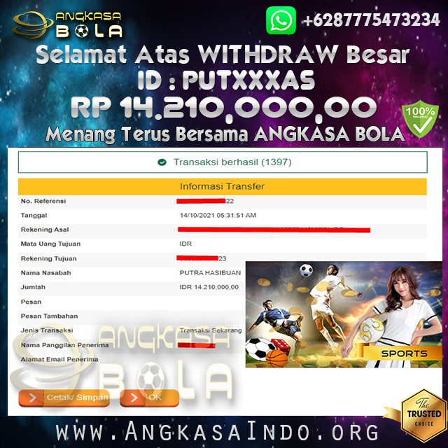 Bukti Menang Bola Single Bet O/U 14 Oktober 2021 Angkasabola