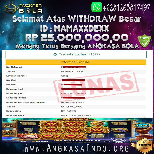 Bukti Menang Besar Slot Pragmatic 1 November 2021 Angkasabola