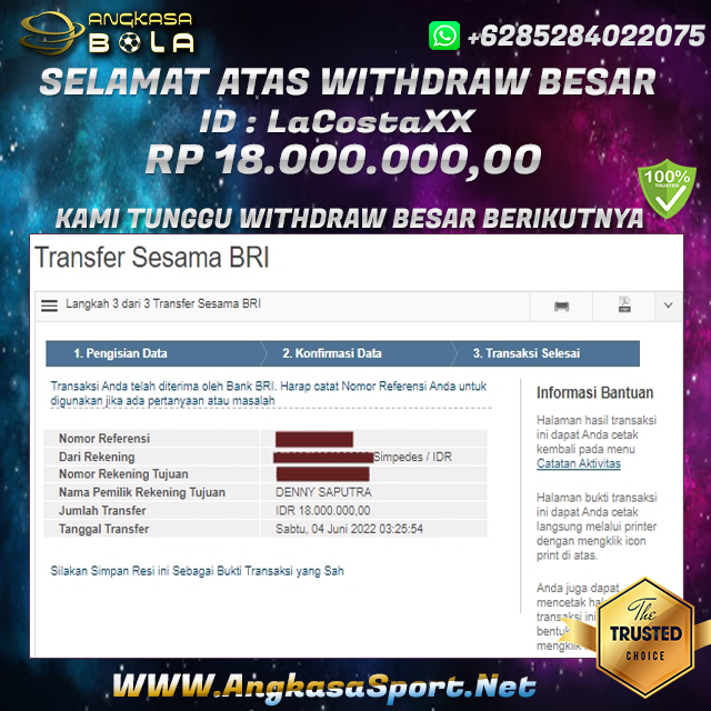 Info Kemenangan Live Casino Tanggal 04 JUNI 2022