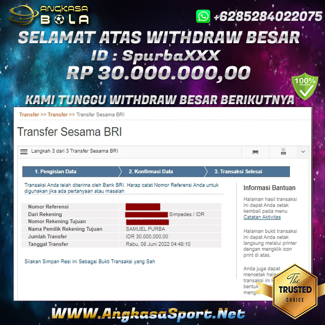 Info Kemenangan Live Casino Tanggal 08 JUNI 2022