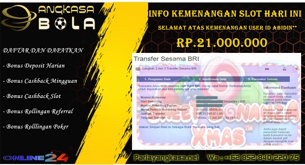 INFO KEMENANGAN PRAGMATIC PLAY ANGKASA BOLA 12 JULI 2022