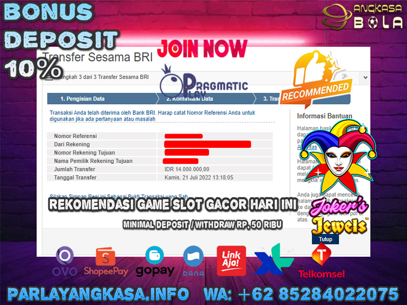 INFO KEMENANGAN SLOT PRAGMATIC PLAY 21 JULI 2022