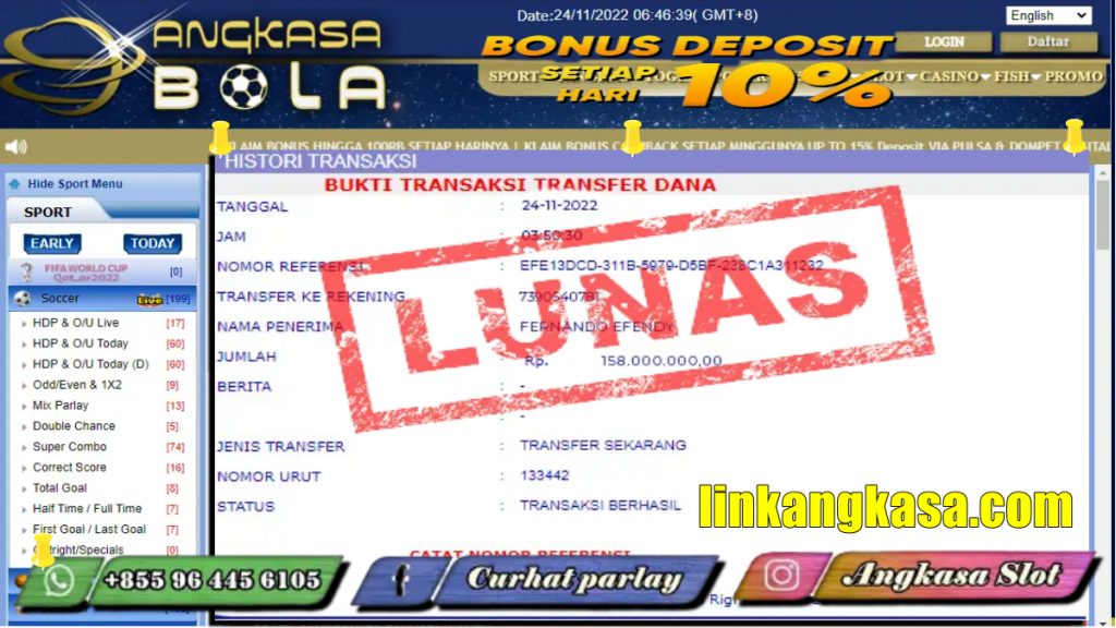 INFO KEMENANGAN MIX PARLAY 24 NOVEMBER 2022