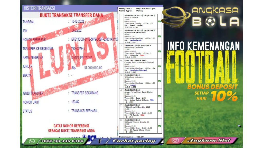 INFO KEMENANGAN SPORTBOOKS 10 DESEMBER 2022