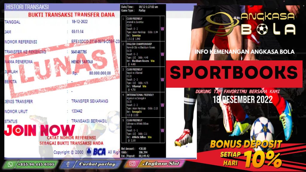 INFO KEMENANGAN SPORTBOOKS 18 DESEMBER 2022