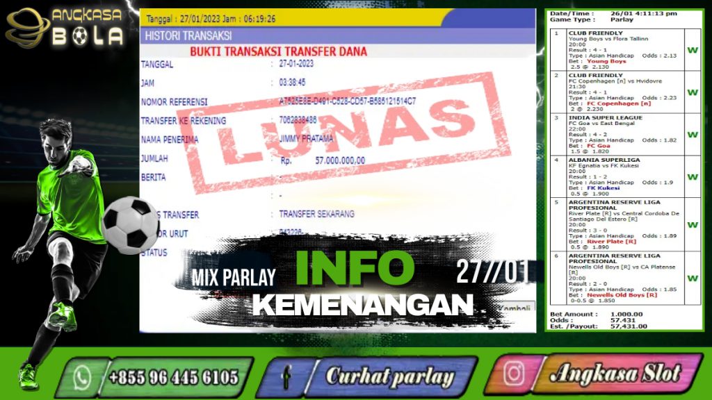 INFO KEMENANGAN SPORTBOOKS 27 JANUARI 2023