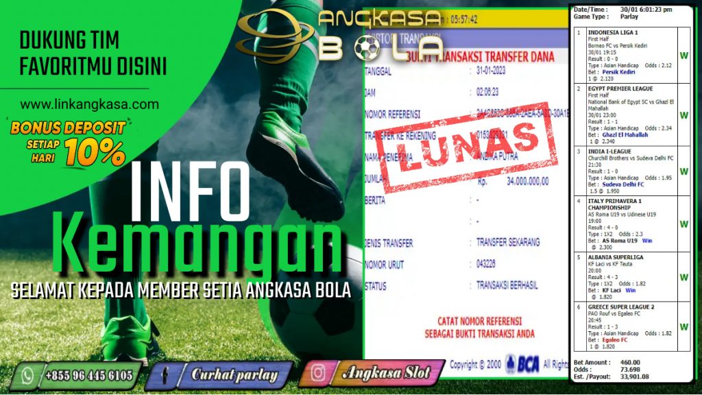 INFO KEMENANGAN SPORTBOOKS 31 JANUARI 2023