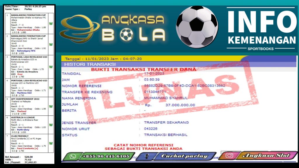 INFO KEMENANGAN SPORTBOOKS 11 JANUARI 2023